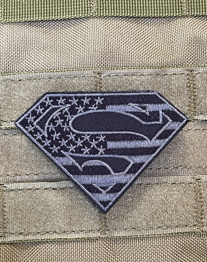 SUPERMAN American Flag Shield Tactical Morale Patch Hook and Loop Backed