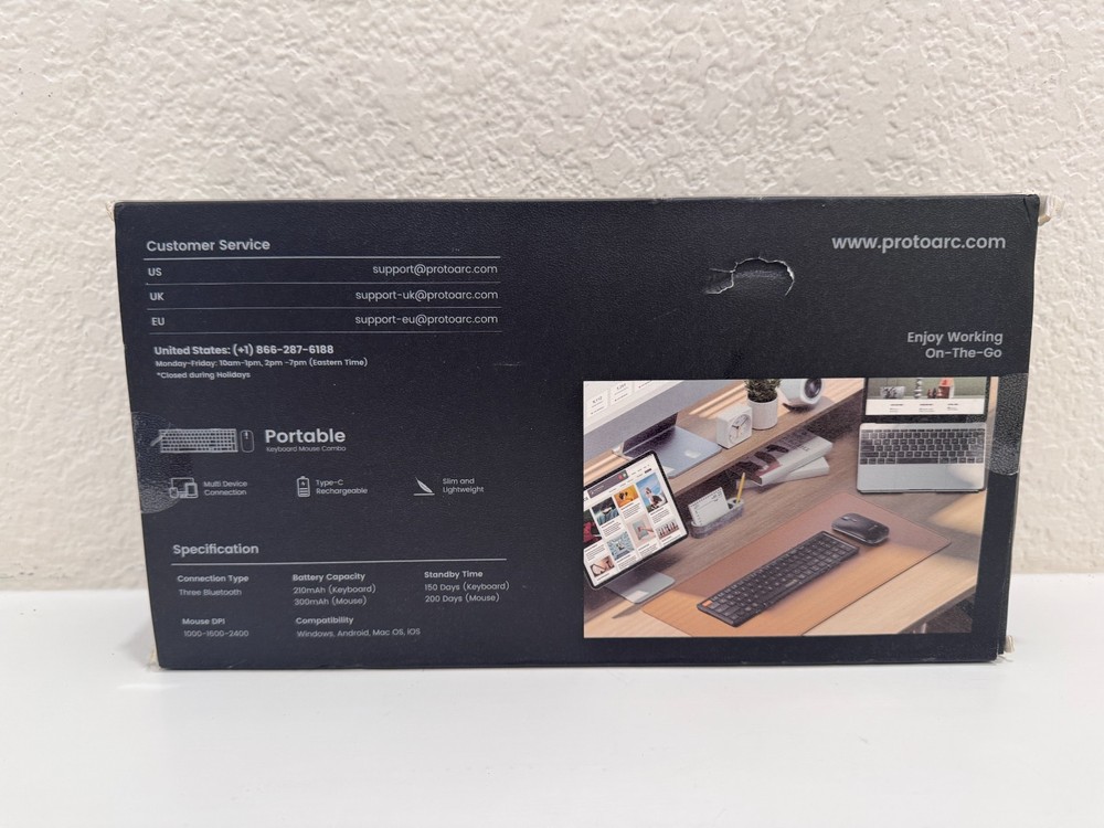 ProtoArc XKM01 Mini Foldable Bluetooth Keyboard Mouse Combo Open Box