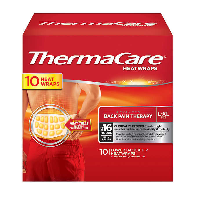 NEW ThermaCare 10 Heat Wraps Lower Back & Hip L/XL 8 hours of Continuous Heat