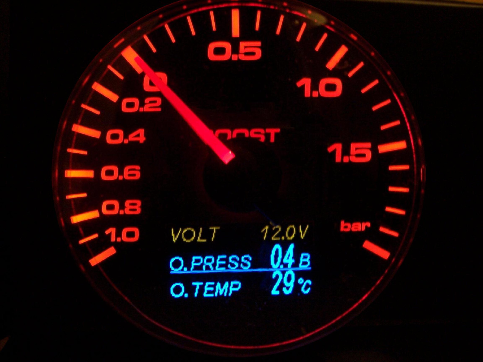 RSR Charge Pressure Display 4 i 1 BLACK Oil Pressure Oil Temperature Boost Gauge 60 Instrument