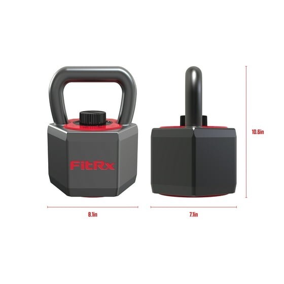 FitRx 25 lbs SmartStack Wide handle Adjustable Kettlebell, 40 lbs, Black