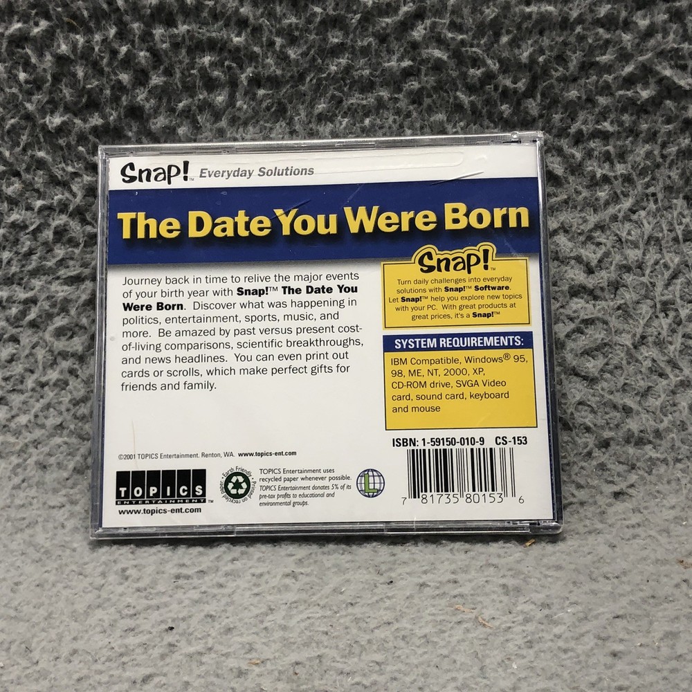 Snap! Everyday Solutions The Date You Were Born CD-ROM Software CS-153