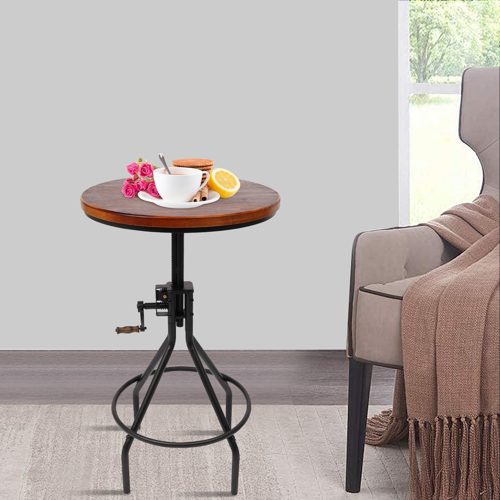 Height Adjustable Side Table Lifting Bar Table Rustic Elegance Style Side Table