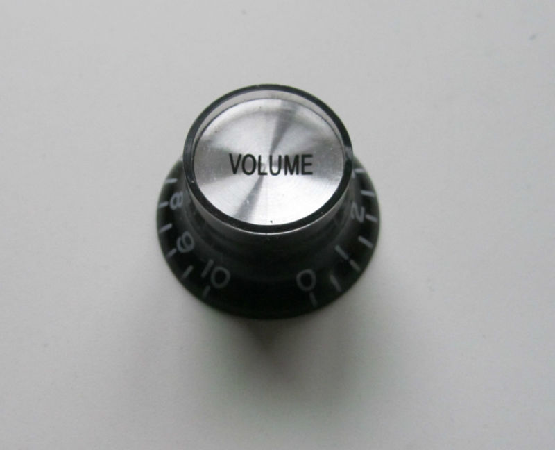 KAISH 4x Guitar Reflector Knobs Black/Silver Top Hat Knobs Fits LP Epiphone SG