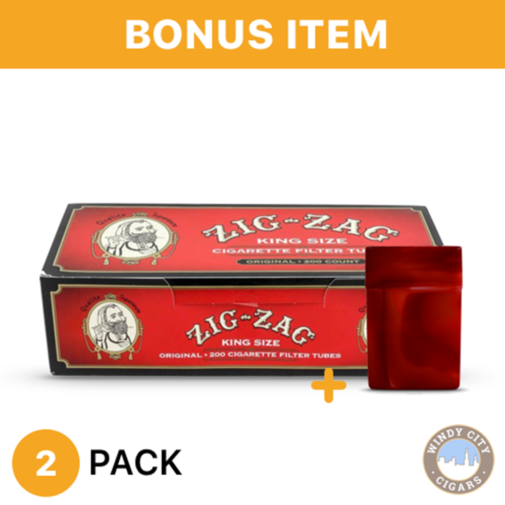 Zig-Zag King Size Cigarette Filter Tubes Full Flavor 2 Boxes, 200ct & Bonus Case