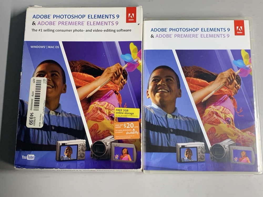 Adobe Photoshop Elements 9 & Premiere Elements 9 (Mac/Win) w/Serial Numbers
