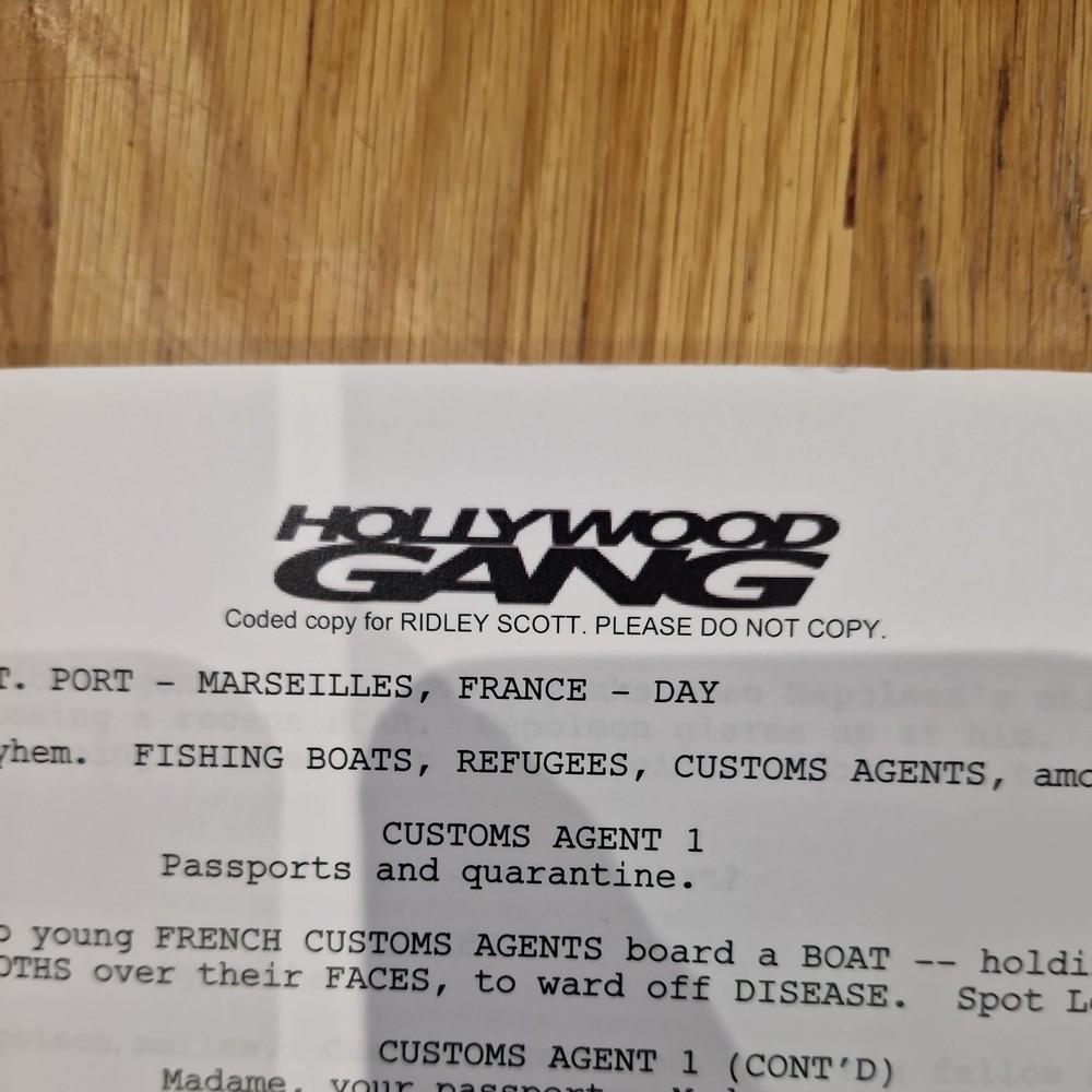 Watermarked Production Script For Unproduced Napoleon Boneparte Biopic.