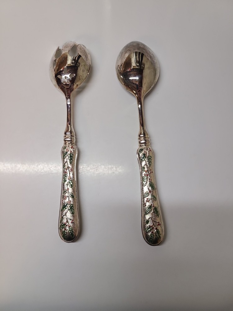 Vintage Godinger Christmas Silverplate & Rhinestone Serving Set