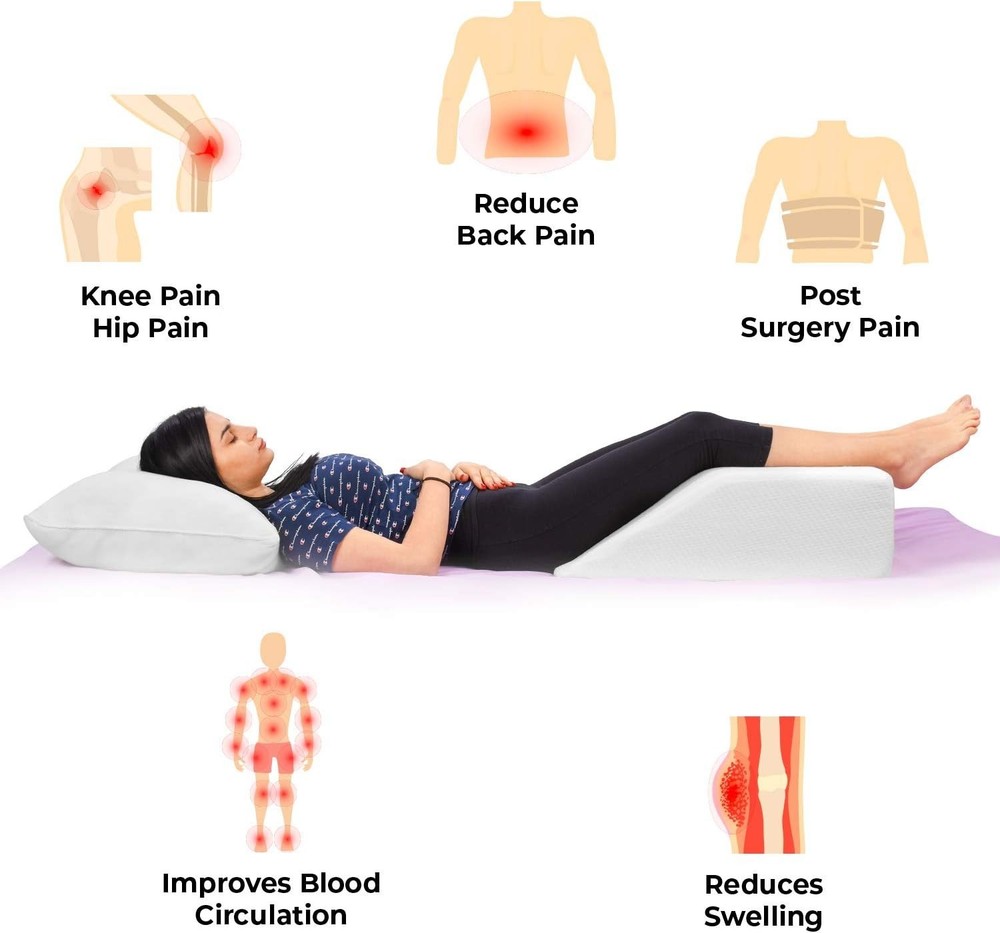 EBUNG Leg Elevation Pillow with Memory Foam - White