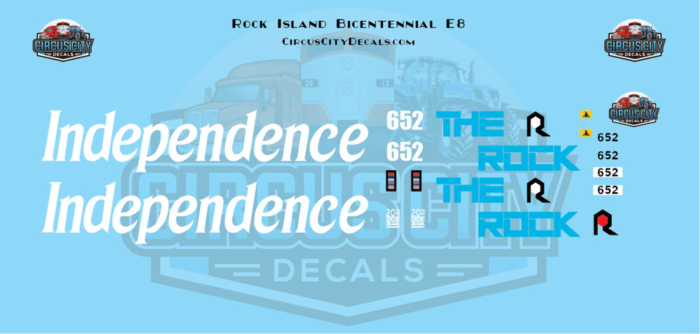 Rock Island E8 Independence Bicentennial HO Scale Decal Set