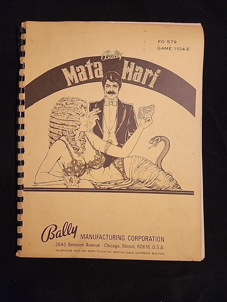 Bally Mata Hari Solid State Pinball Pin Ball Manual Instructions Operations