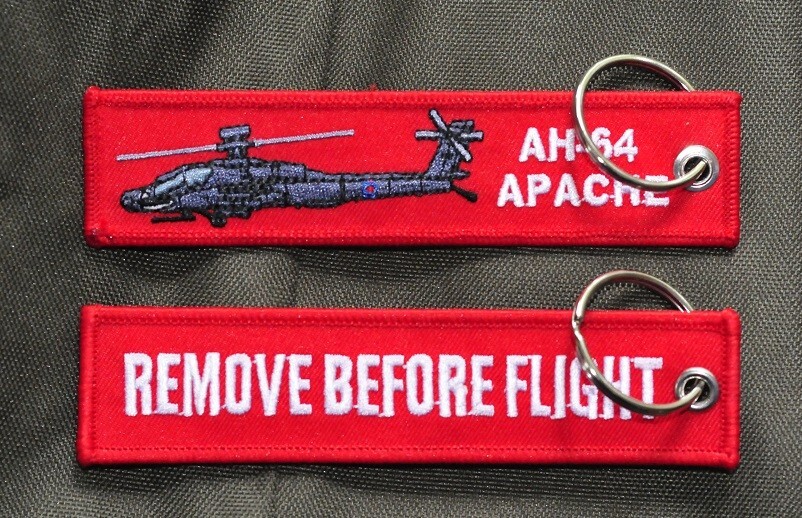 AH-64 Apache helicopter keyring keychain bagage label