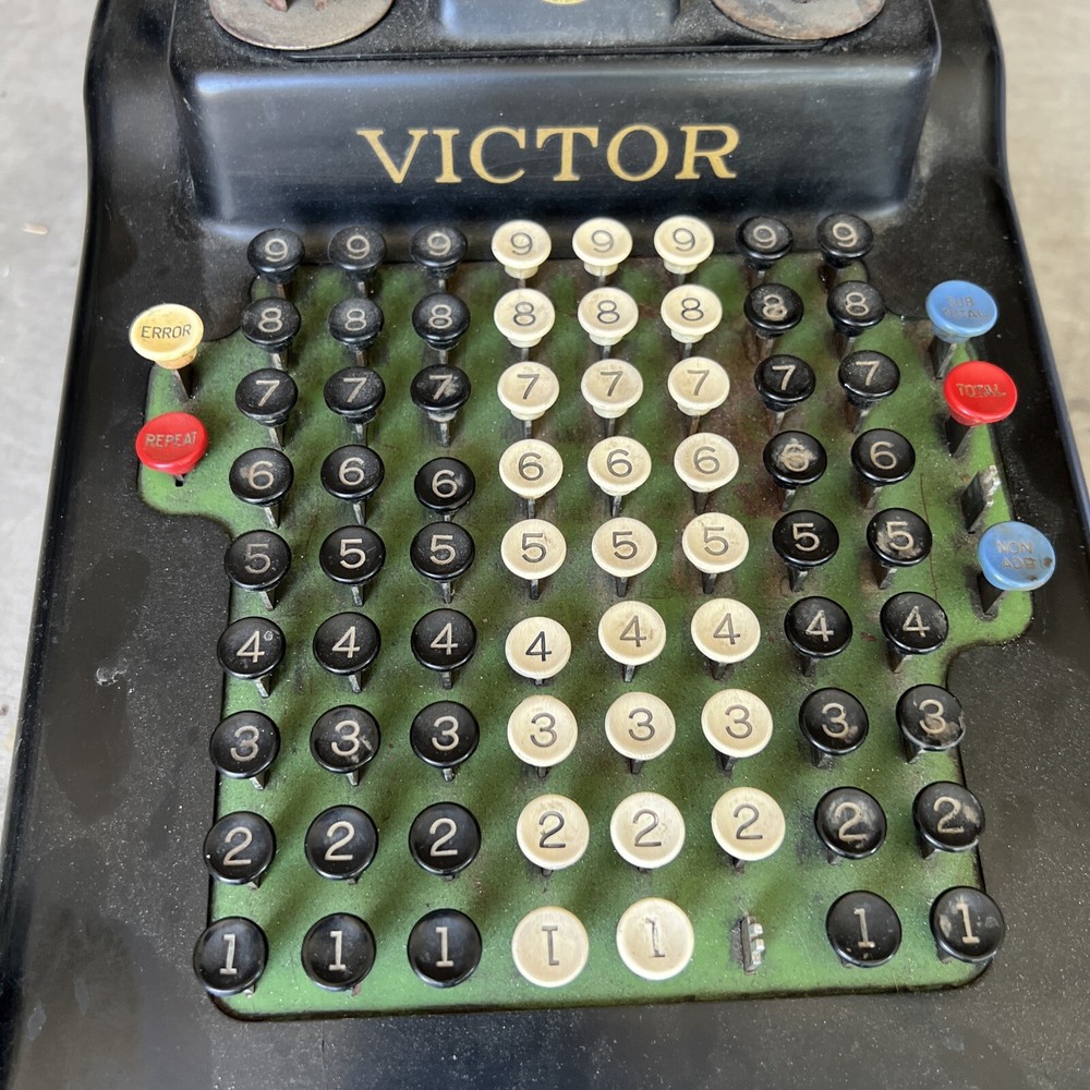 Antique Original Victor Adding Machine 18”x 10” Heavy