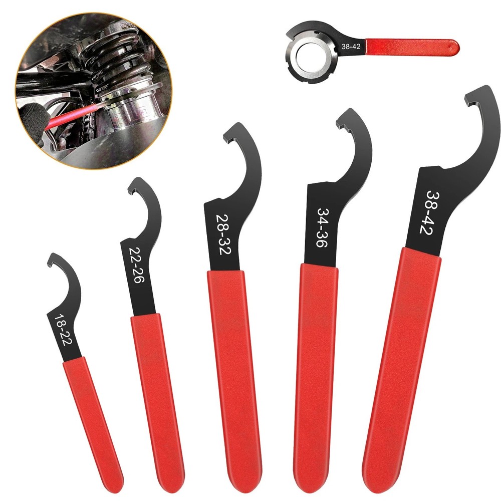 5Pcs Coilover Spanner Wrench Set, C-Shape Shock Spanner Hook Wrench Tools, for S