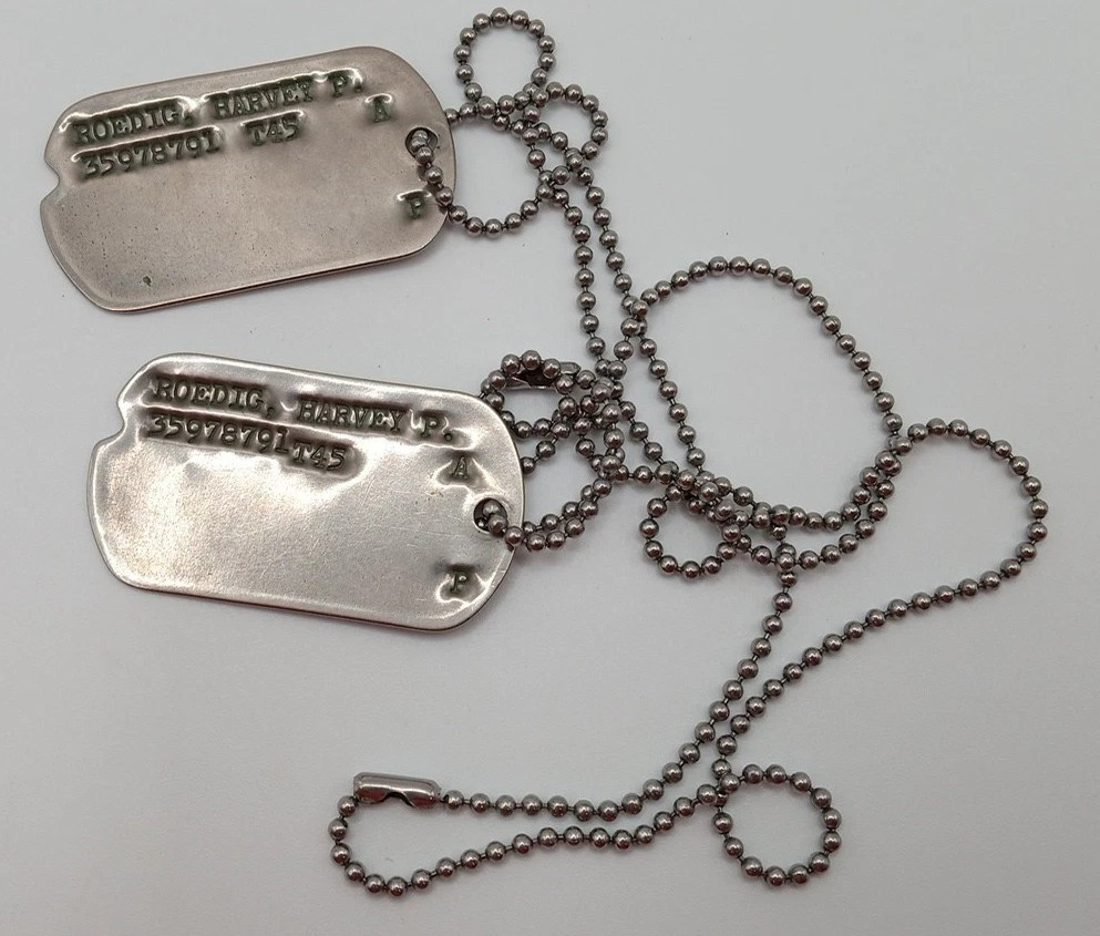Vintage WWII WW2 T45 1945 Tags With Chain