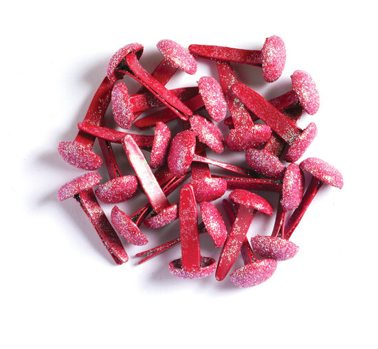 Crafts Doodlebug Sugar Coated Glitter Brads Ladybug Red 25/Pkg Top 1/4"