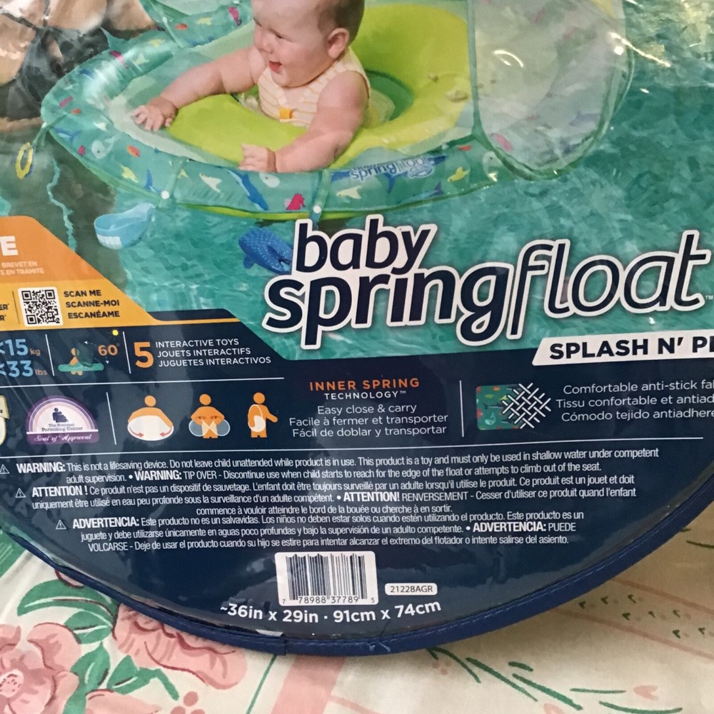 Swimways Sun Canopy Spring Float 9-24 Months Built-In Valve Splash n Play