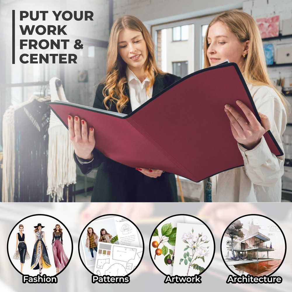 12x18 Art Portfolio Binder with Mounting Paper - Ruby Large Portfolio Folder ...