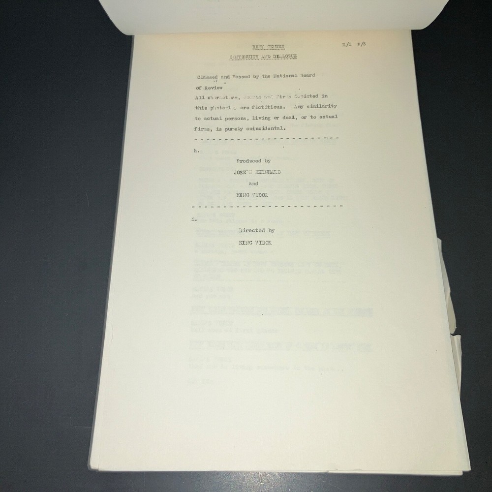 RUBY GENTRY (1952) King Vidor Dialogue & Continuity Scripts+SELZNICK COPIES+COA!