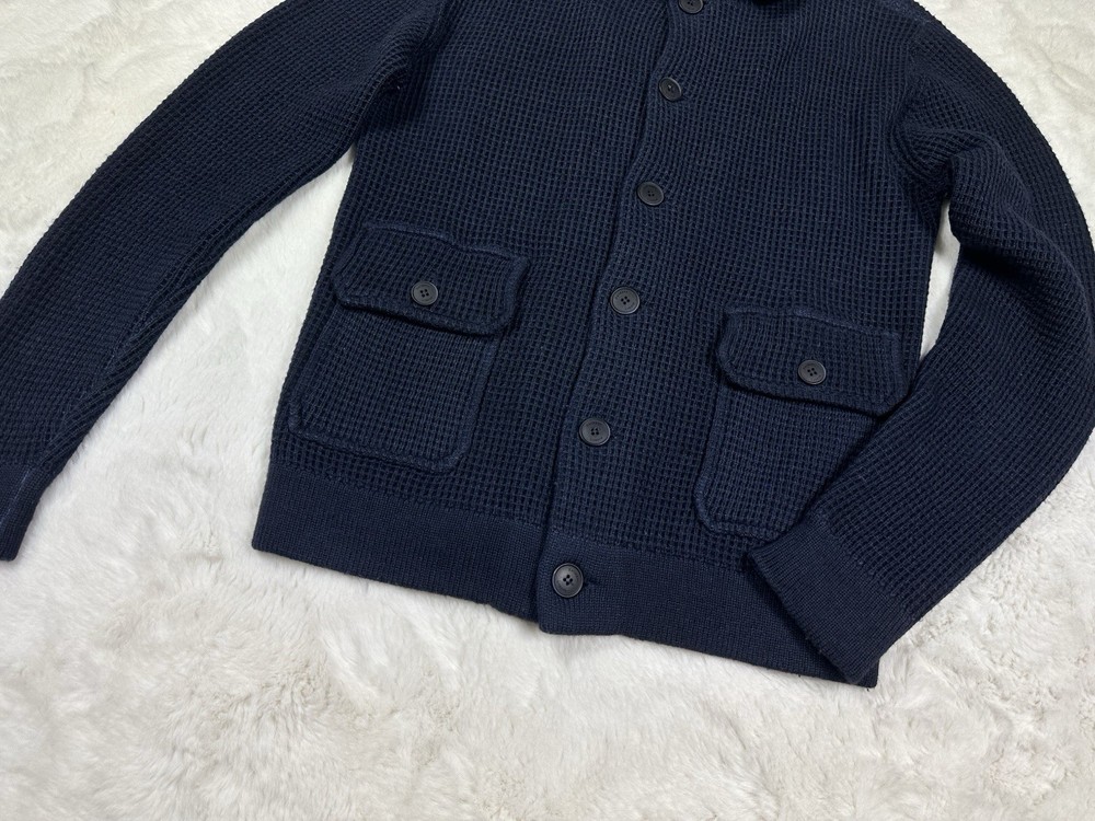 Hackett London knit waffle button wool jacket / size S