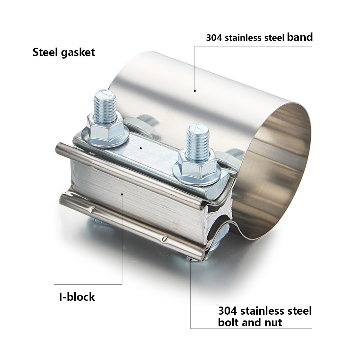2PCS Stainless Steel Butt Joint Band Exhaust Clamp Sleeve Coupler T304 2inch