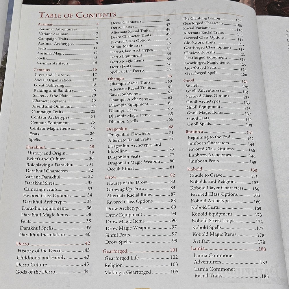Advanced Races Compendium Hardcover Book Guide