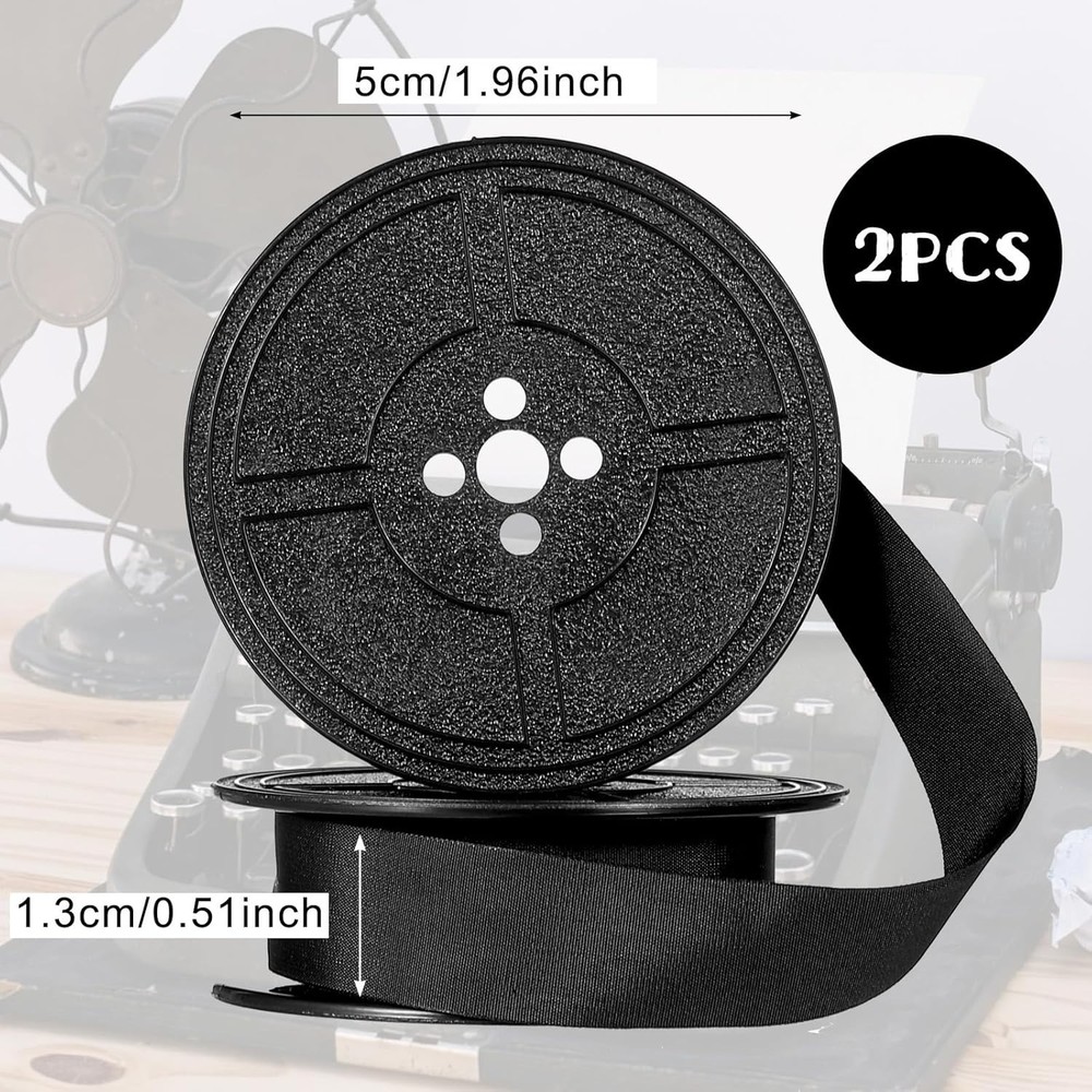 Universal Typewriter Ribbon Twin Spool Replacement Pack - Black Ink (2 Pcs)