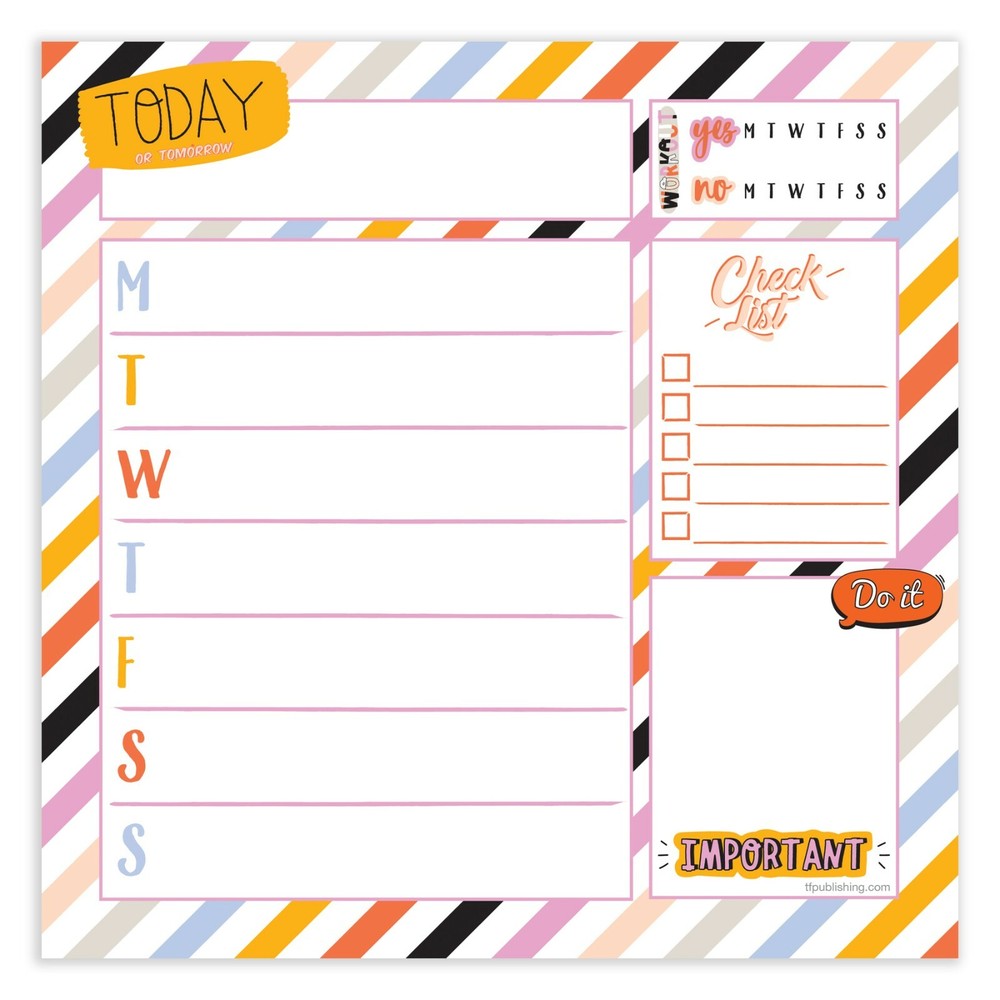 Super Stripe Weekly 7.75 x 7.75 Square Schedule Pad