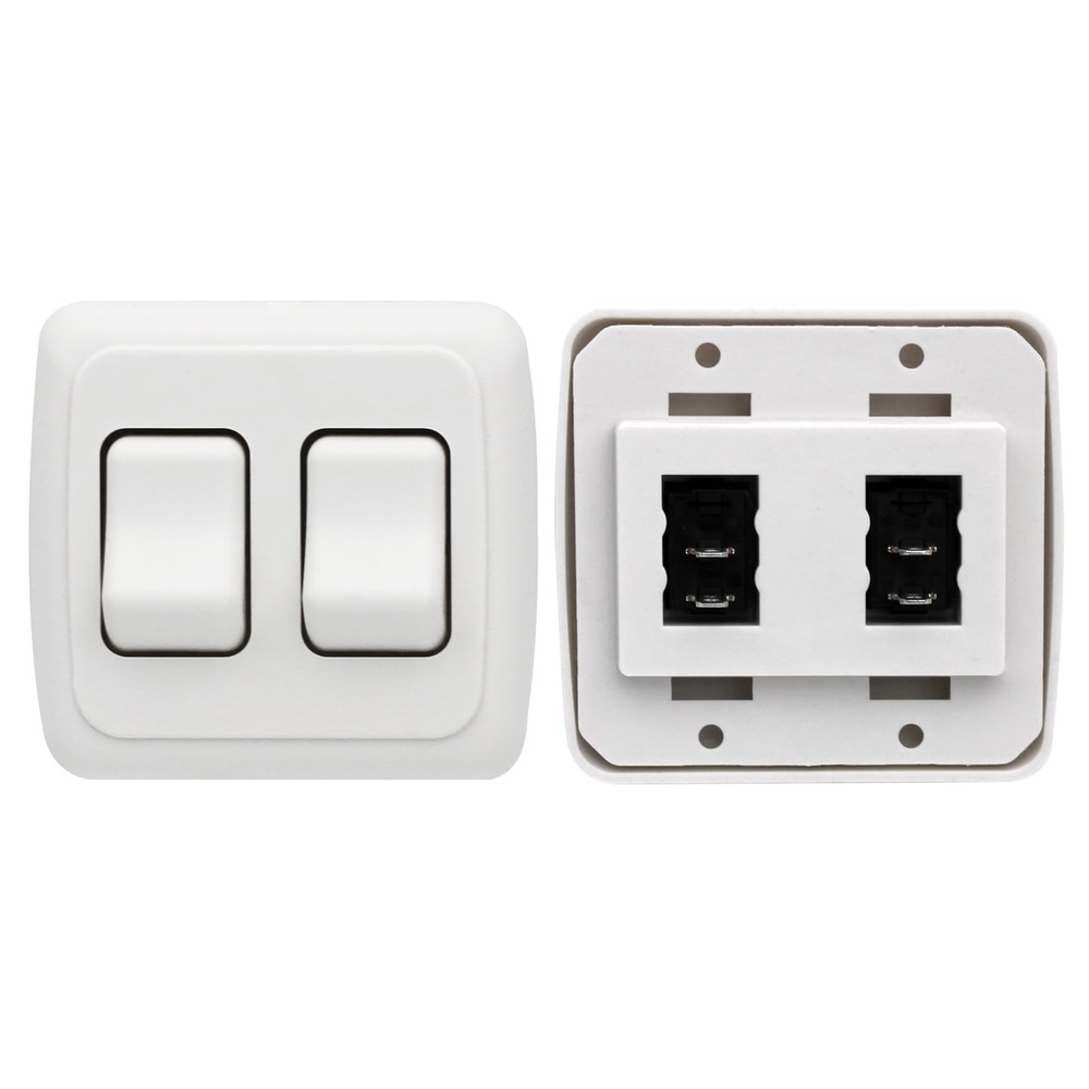 Double SPST On-Off Switch with Bezel, 12V Light Switch for RV, CamperWhite