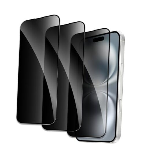 Privacy Screen Protector for iPhone 16, Shatterproof Tempered Glass