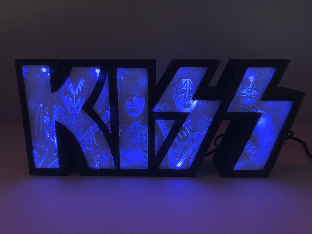 KISS light box, v3, Litho, with LED colored lights and built in Sound Sensor
