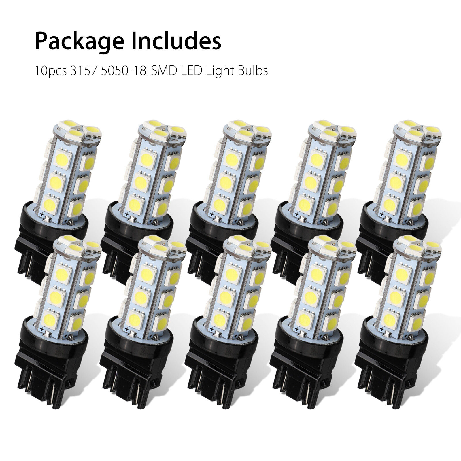 10pcs 3157 3156 18SMD LED Reverse Tail Brake Turn Signal Light Bulbs 6000K White