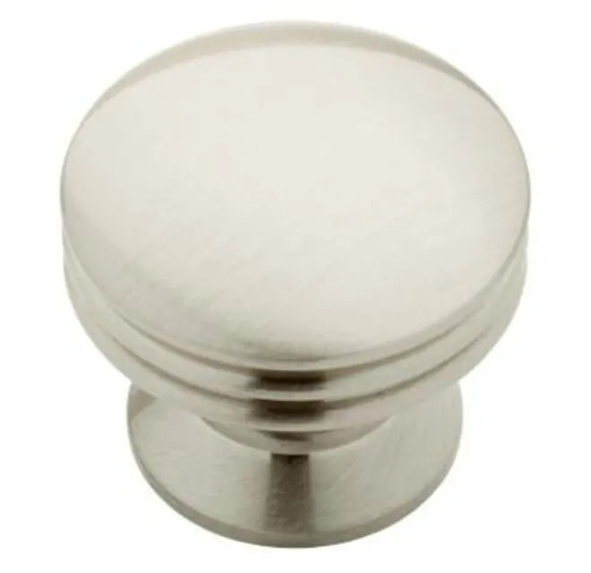 (12 Pack) 1-1/8" Solid Brass Wide Base Knob Satin Nickel