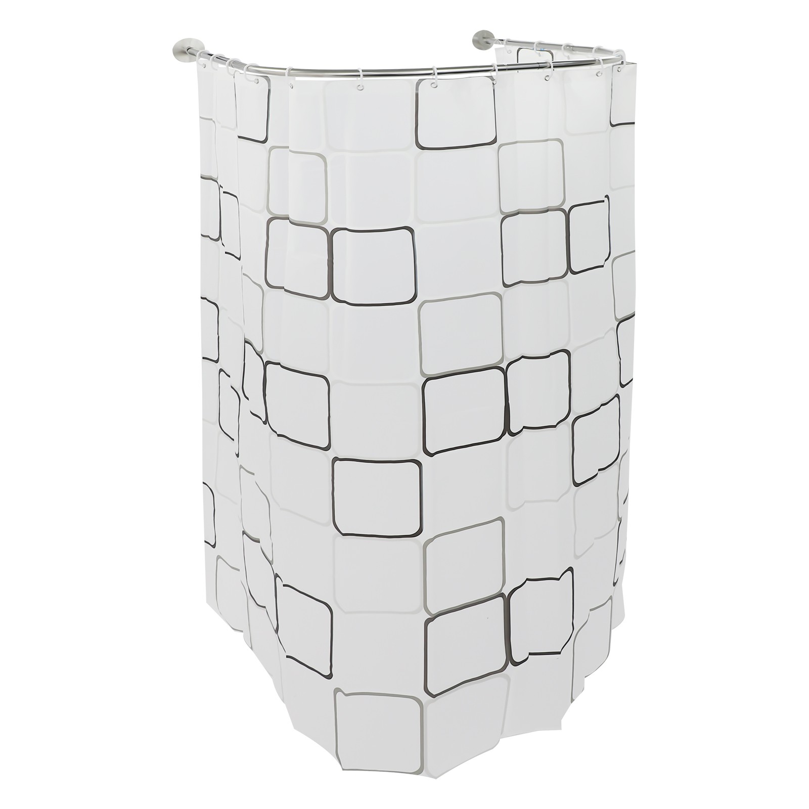 U-Shaped Shower Curtain Rod Set – No Holes Installation, Adjustable 0.9-1.3m