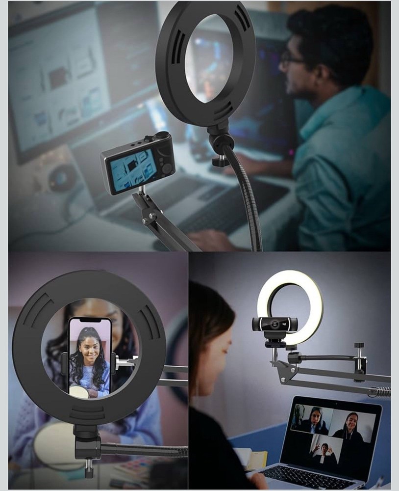 Overhead Camera Mount w/ Ring Light Phone Arm Tripod