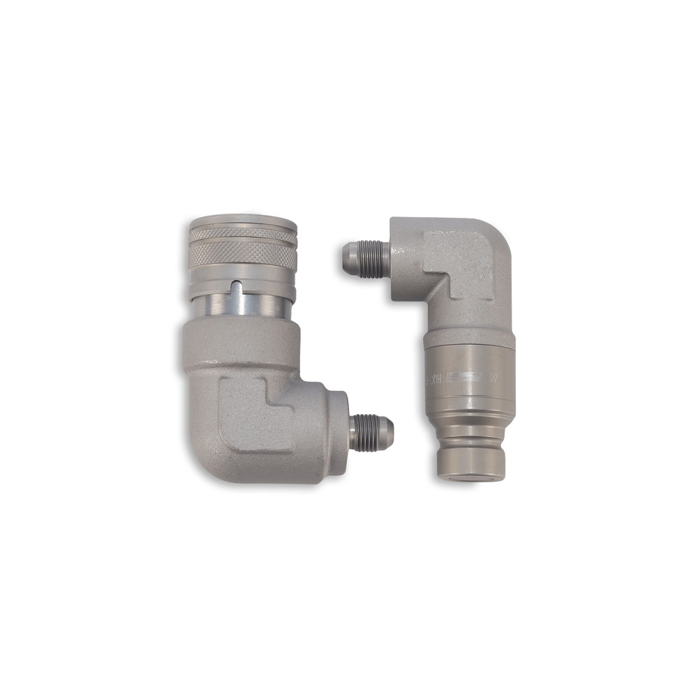 1/2″ 90 Degree Flat Face Hydraulic Quick Couplers Set - 3/8″ JIC Thread