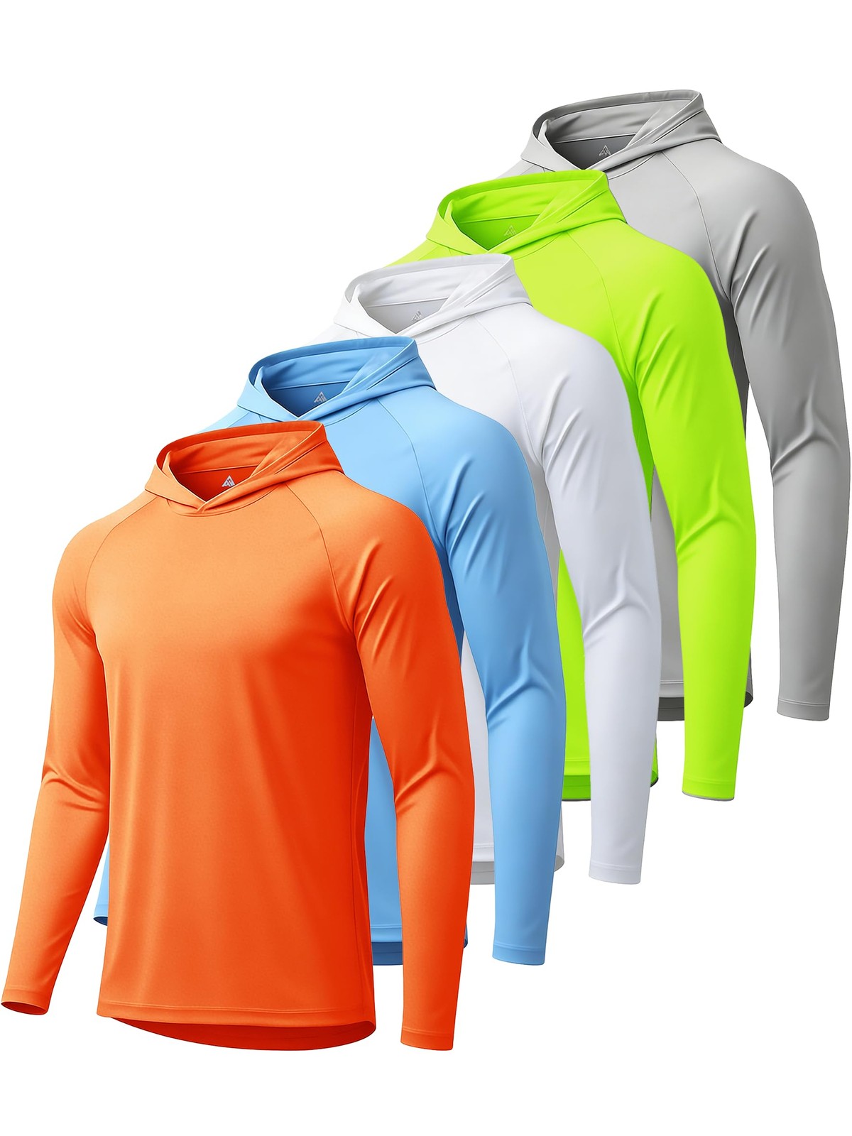 5 Pack Mens UPF 50+ Sun Protection Long Sleeve Hoodie Quick Dry Rash Guard