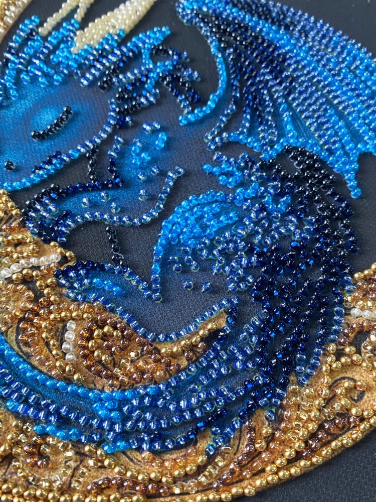 DIY Bead Embroidery Kit Small Dragon Beaded stitching needlepoint beadwork
