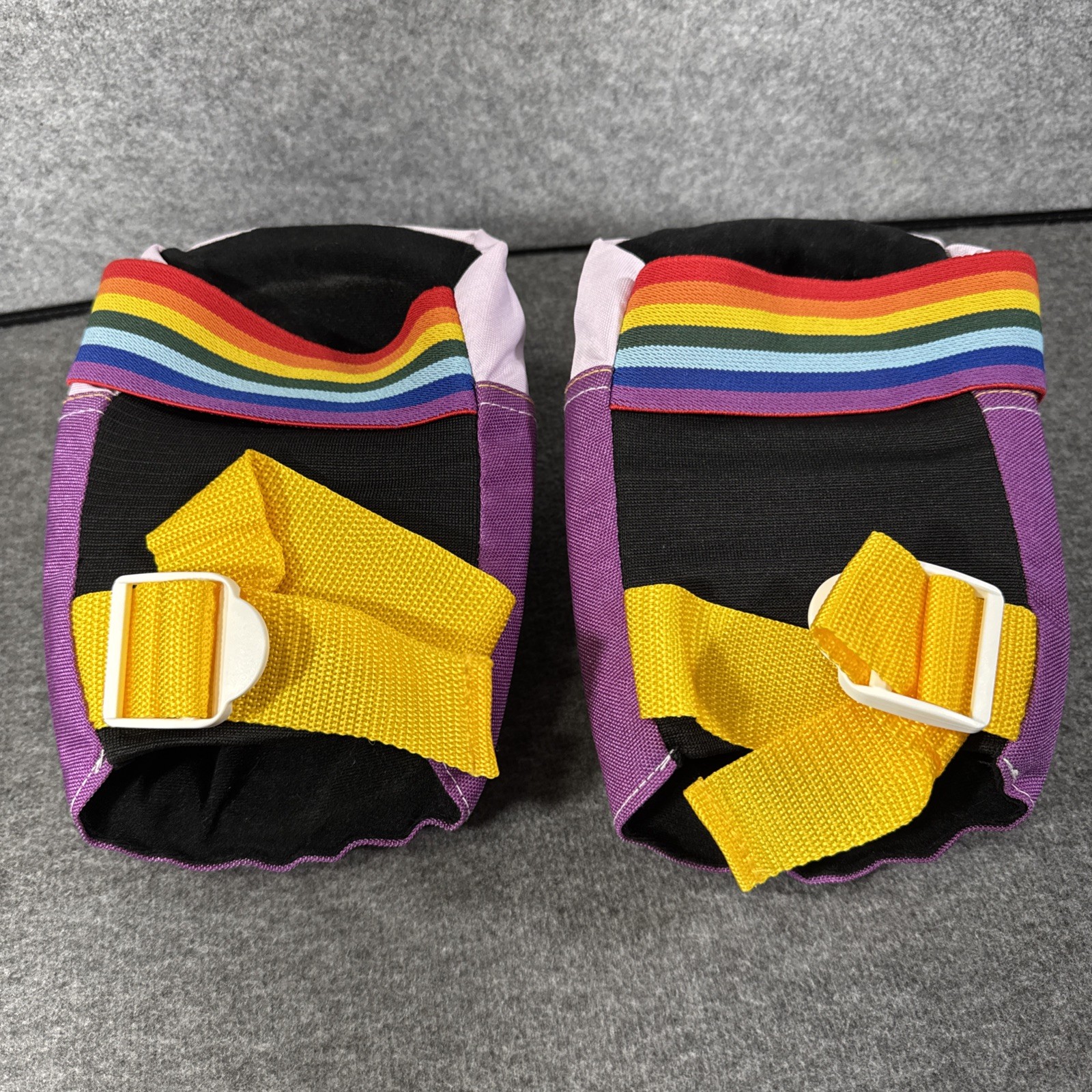 187 Moxi Killer Pads Pink White Rainbow Strap Adult Knee Pads Safety Size S/M