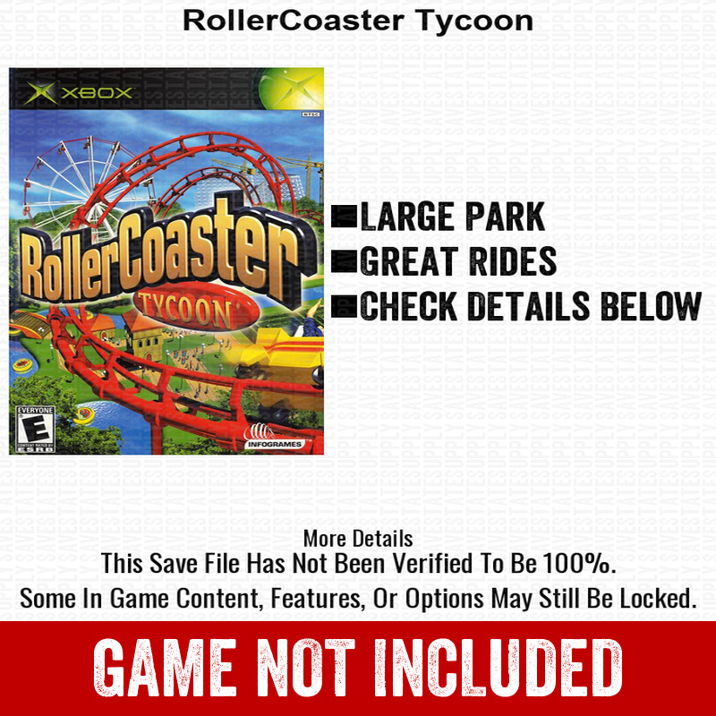 RollerCoaster Tycoon 100% Unlocked All Items Xbox USB Save