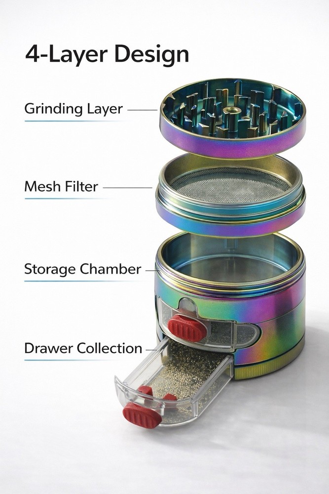 5 Pack Manual Spice Grinder Mixed Colors 4 Layer Kitchen Crusher Bulk