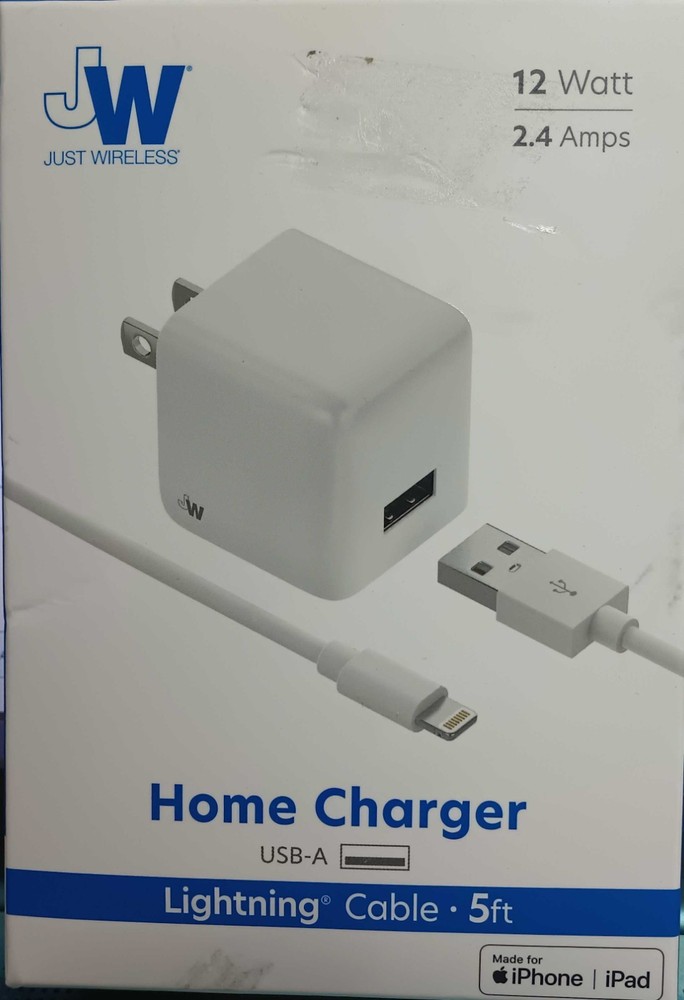 Just Wireless 2.4A Single USB ABS Wall Charger (with 5 Ft)