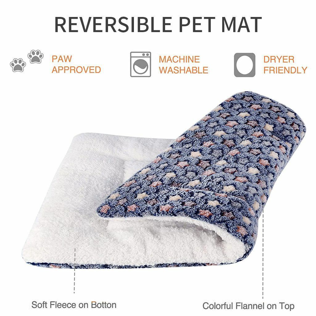 Self Warming Pet Bed Cushion Pad Dog Cat Cage Kennel Crate Soft Cozy Mat Blanket