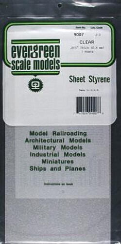 Evergreen Plastic Styrene Clear Sheet .015x6x12 (2) - Model Railroad Scratch