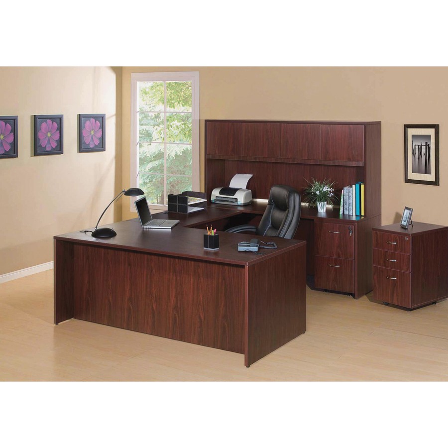 Lorell LLR69372 Rectangular Desk Shell 66"x30" Mahogany