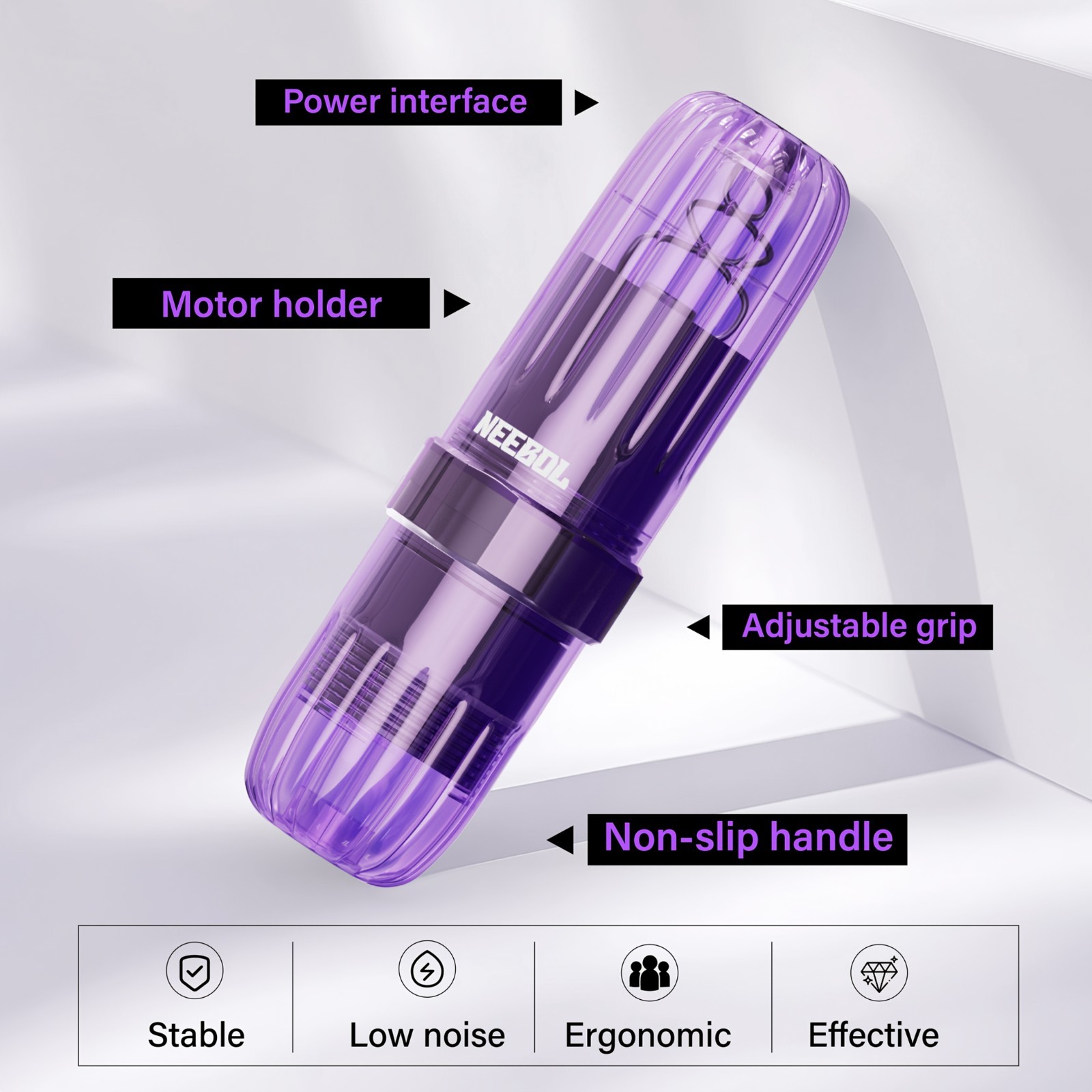 Complete Tattoo Pen Kit Wireless Tattoo Gun with Needles Ink Tattoo SupplyPurpl