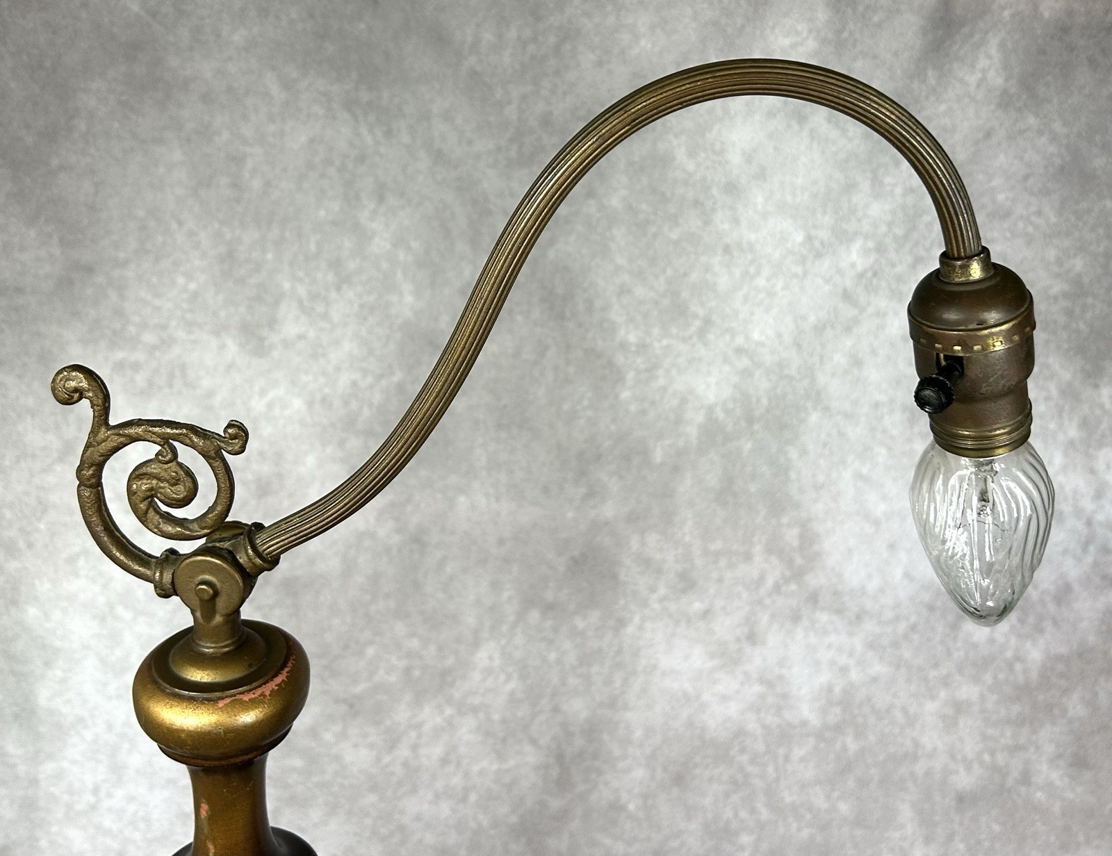 Antique Art Deco Floor Lamp Bridge Arm Unique Painted Wood Column Cast Iron 5 Ft