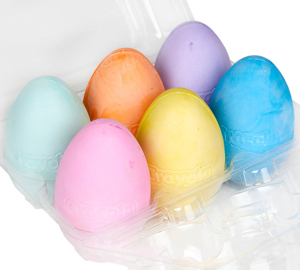 Easter Egg Shaped Sidewalk Chalk 6 Pack Multi Colored for Kids Washable Non