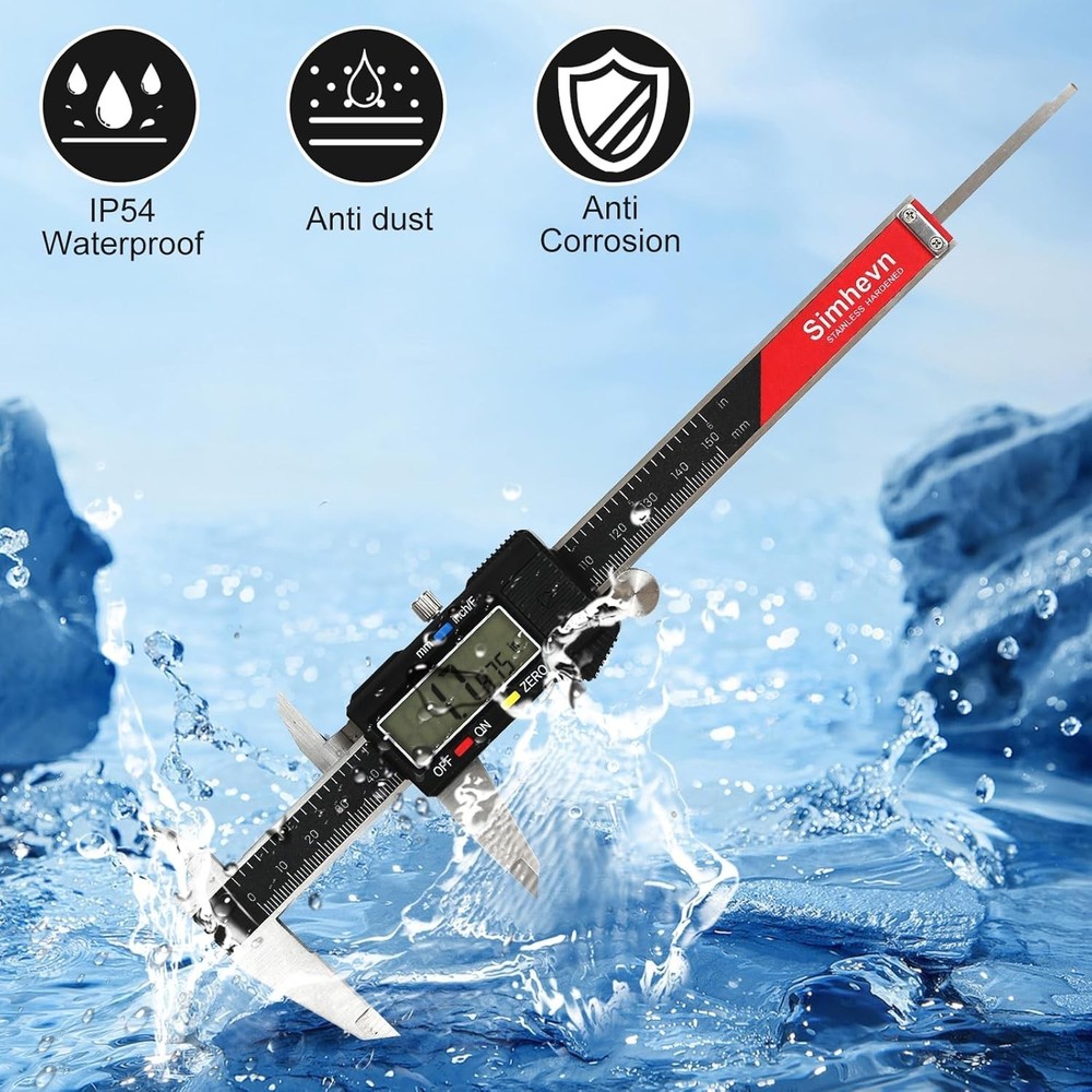 Versatile 6inch Digital Caliper with Large LCD, Easy Inch/MM Switching Options