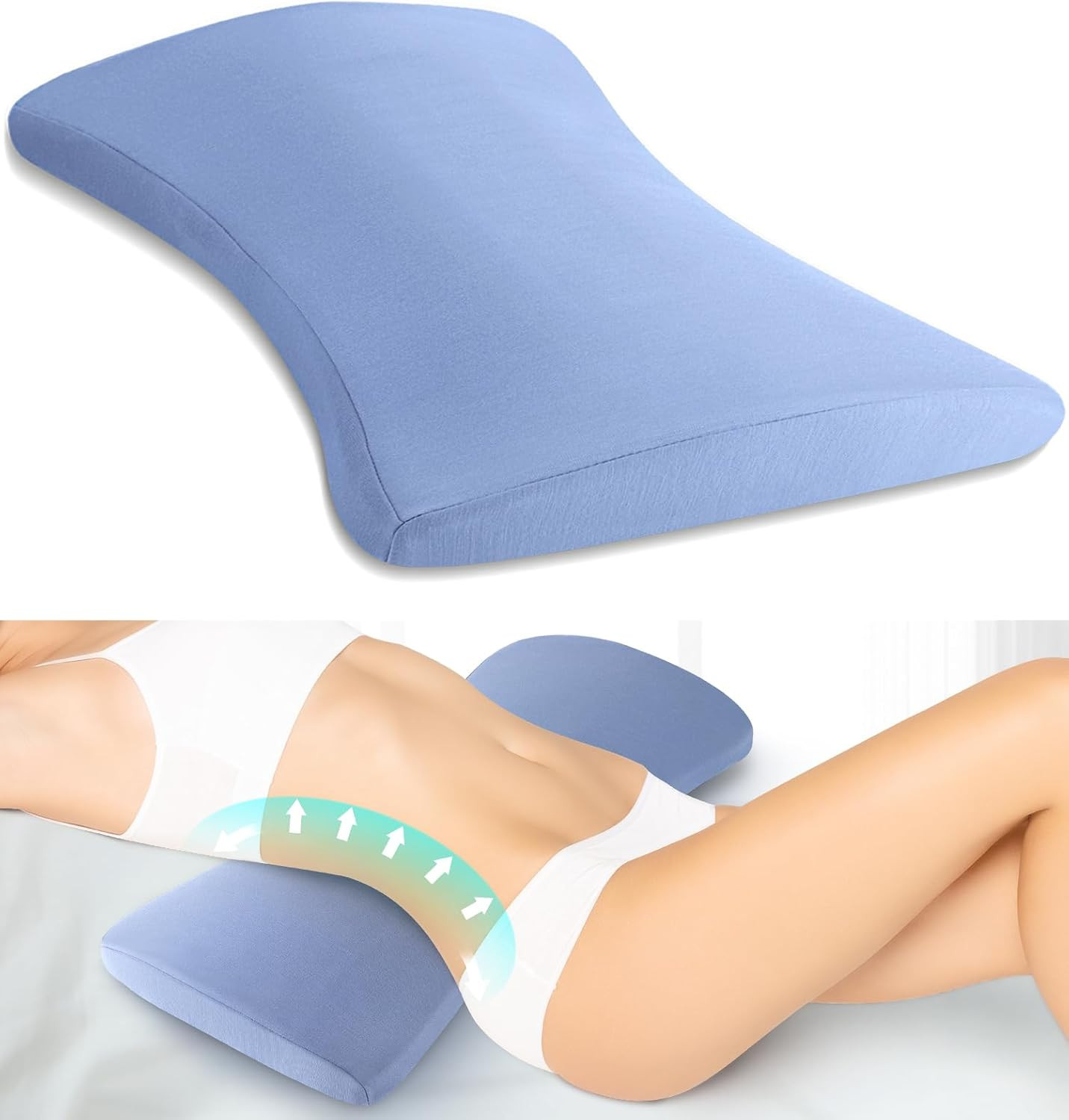 Lumbar Support Pillow for Bed: Memory Foam Lower Back Pain Relief Pillow for Sle